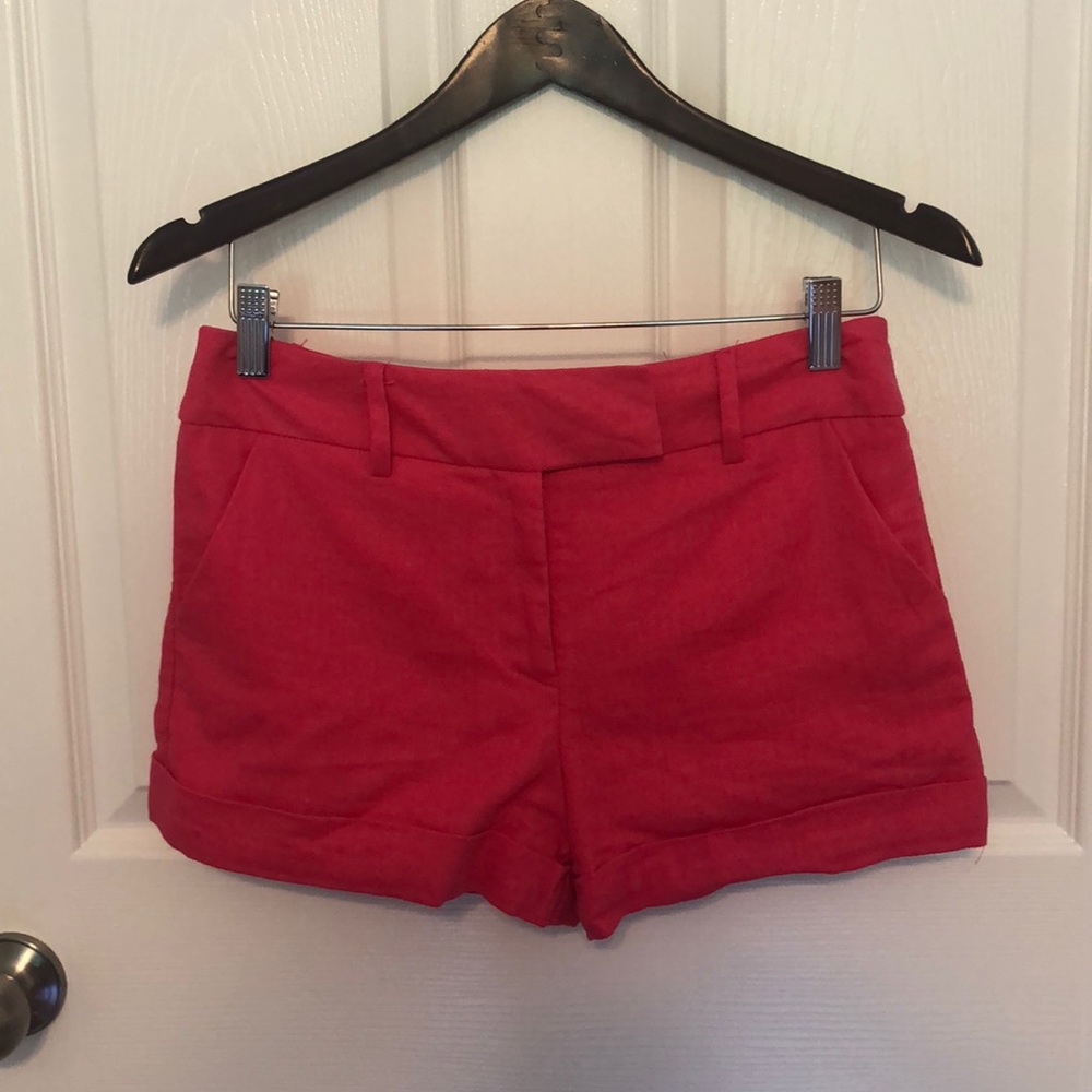 Pink high waisted linen shorts